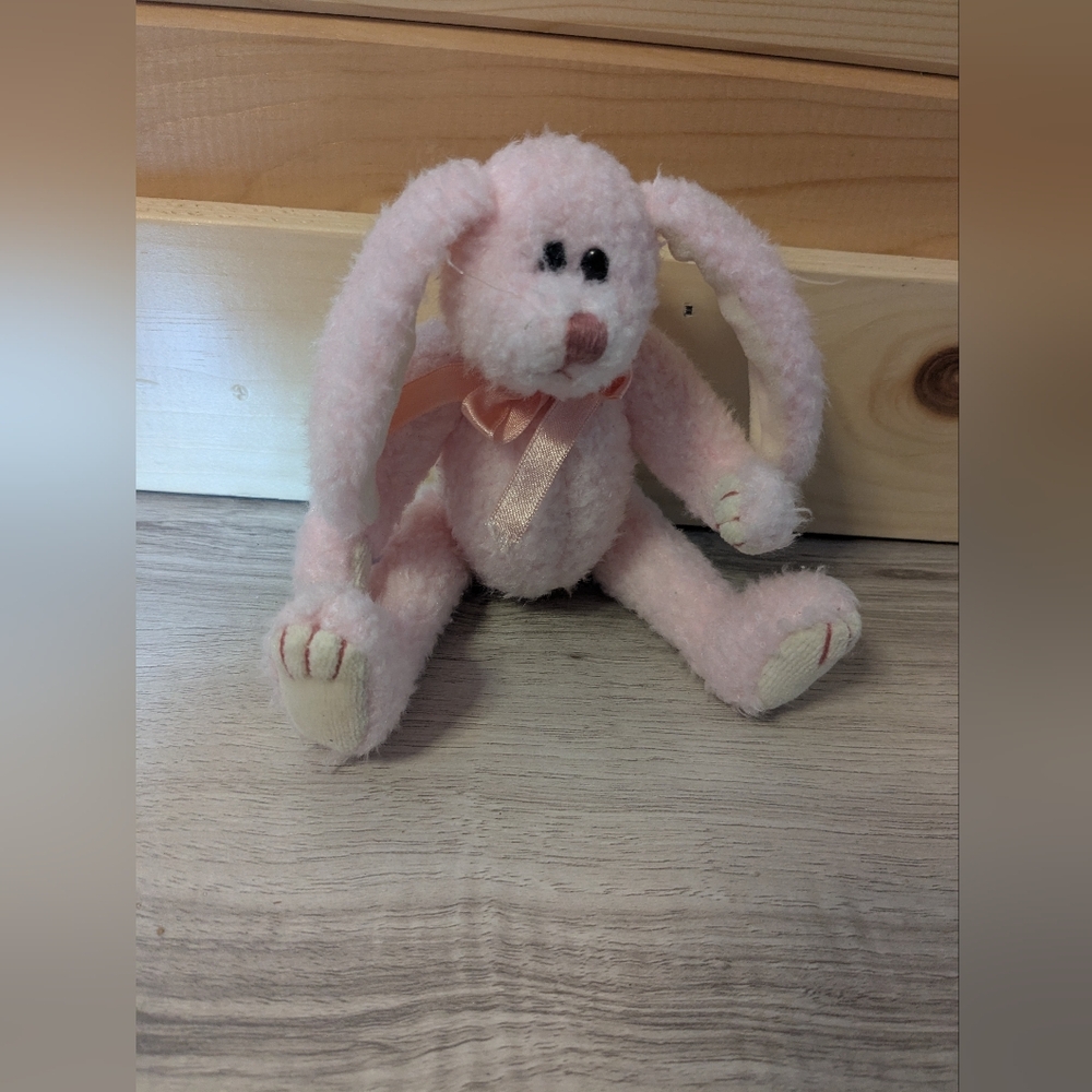 Vintage Ty Pink Bunny Rabbit, Small Bendable Legs Strawbunny 1993